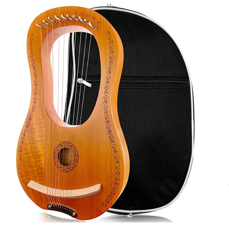 10 String Lier Harp, Mahonie String Instrument Met Met Draagtas Tuning Tool: Oranje