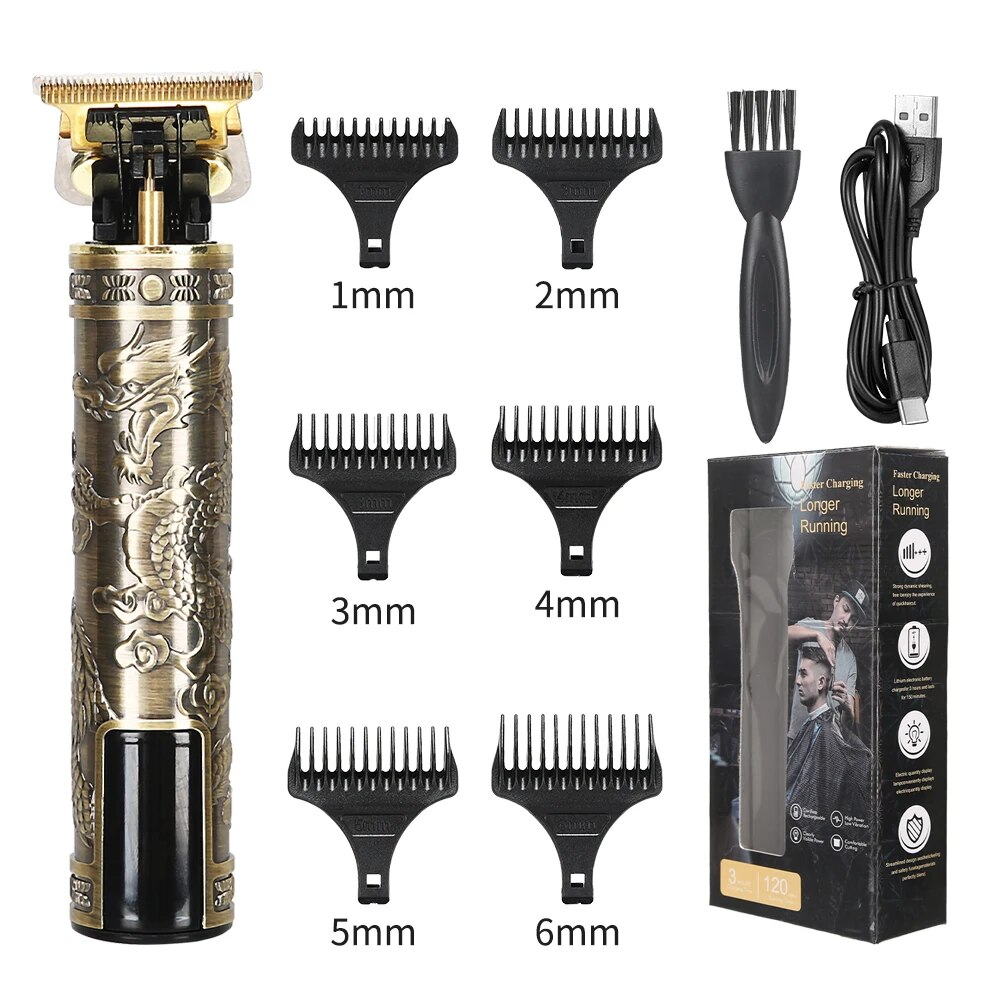 T9 USB elektrische tondeuse voor mannen Haarsnijmachine Oplaadbare man scheerapparaat Trimmer Kapper Technische baardtrimmer: green