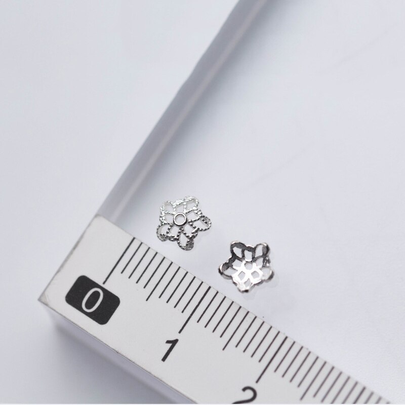 Meetsoft Sekretariat 5 stück/viel  s925 Sterling silber fünfzackige sternblumen-perlenkappen anhänger für diy handgefertigten schmuck zubehör