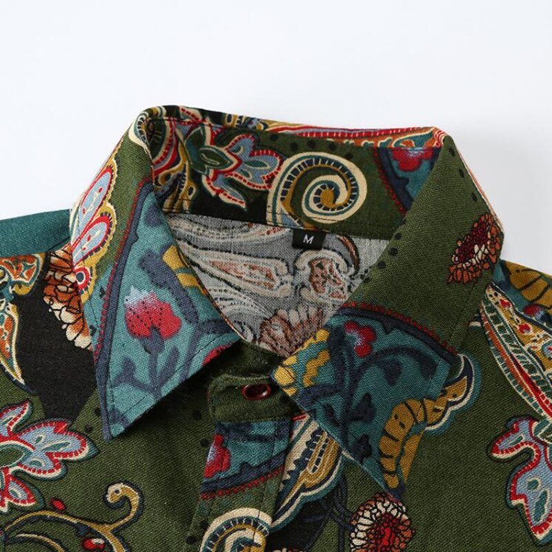Vintage paisley print hawaiiansk skjorte mænd forår efterår lange ærmer herre kjole skjorter bryllup fest galla skjorte chemise homme