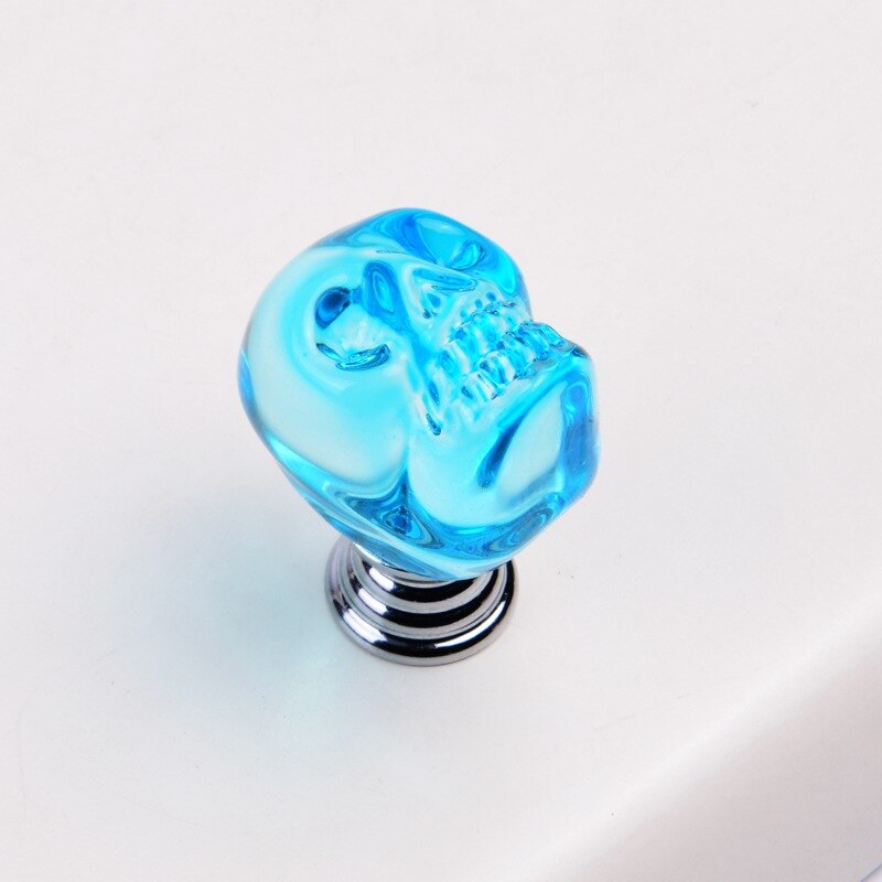 Furniture Handle Simple European Style Crystal Skull cupboard handles Wardrobe door knobs Hardware handles for furniture: Lake Blue Knob