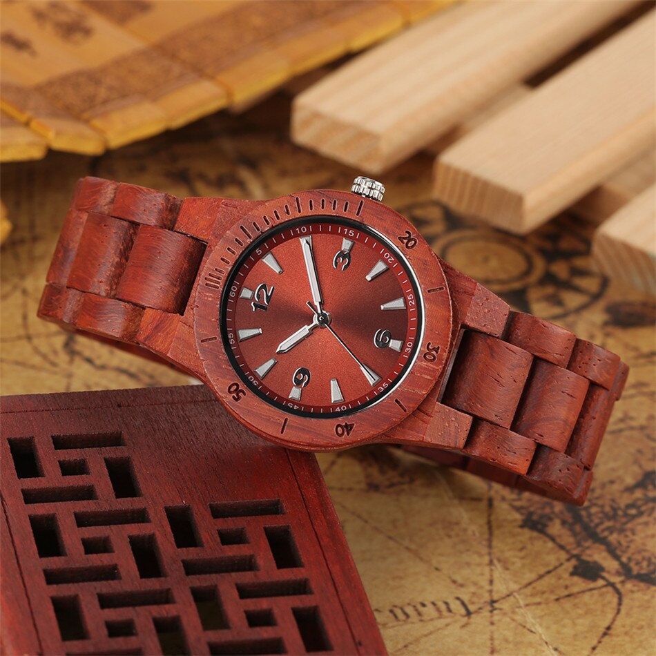 Redfire dame ure i fuld træ quartz naturligt træ kvinders afslappet armbåndsur armbånd lås kvinde ur