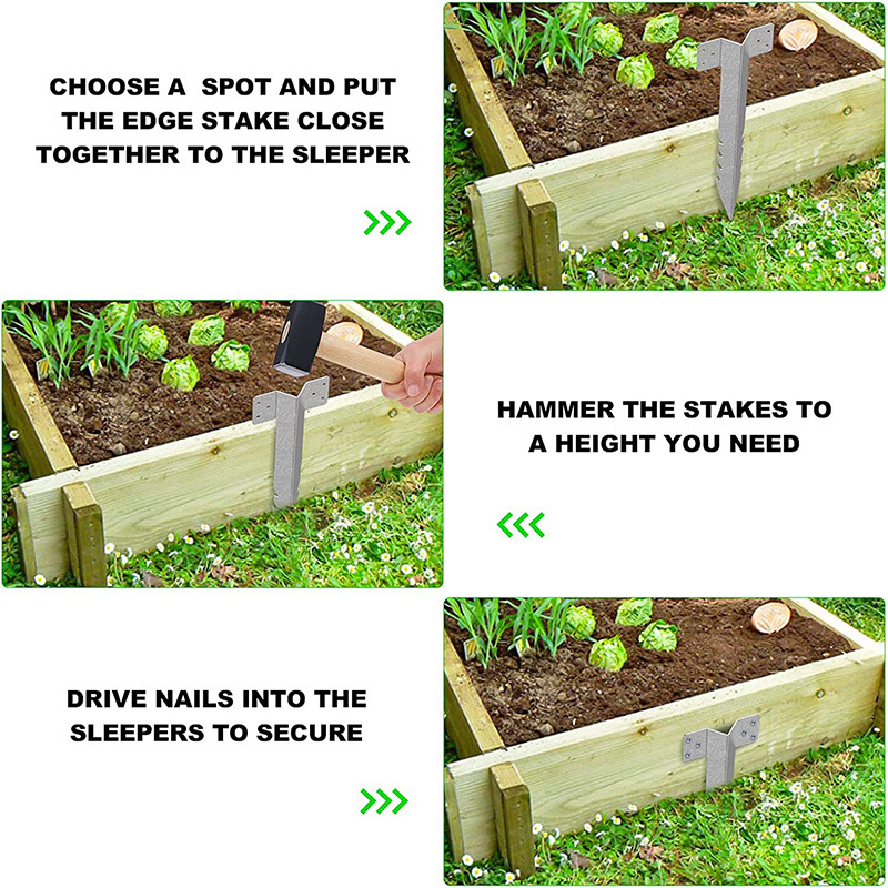 5PCS Fixing Peg Timber Heavy Duty Sleeper Stakes Metal Landscape Edging Stakes for Driveway Garden Edging Timber Planter Raised