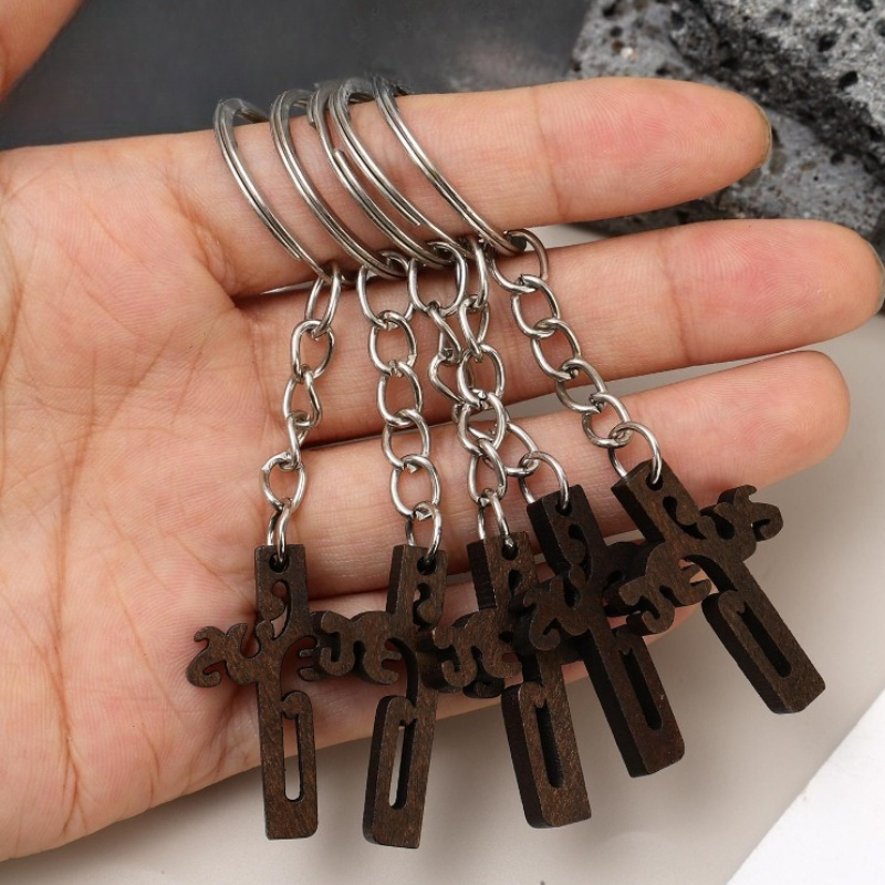 Kerstmis houten kruisje charme mini houten kruis stressverlichting hangend spiritueel religieus Bijbelvers dankjewel cadeaus