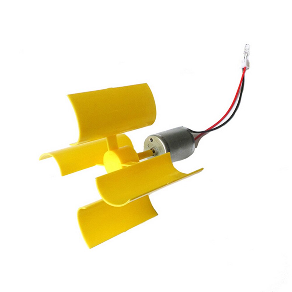 Yellow DC Micro Motor Small LED Lights Vertical Axis Wind Turbines Generator Blades