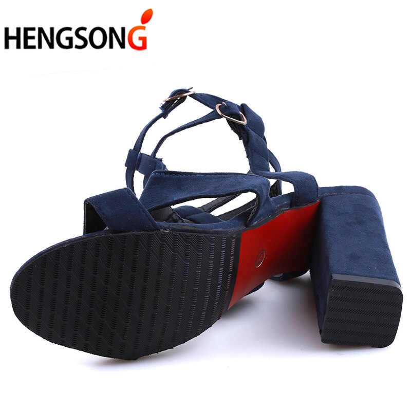 Parkside Wind Wildleder Leder Mädchen Sandalen Marine Ferse Party hoch Fersen Schnalle Schuhe Frau khaki Sandalen Knöchel Gurt Fersen 10,5 cm