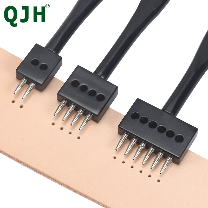 Leather Hole Punch Craft, Round Hole DIY Sewing Chisel Leather Working Tool, 4 5 6mm Spacing Leather Hole Punch, 2/4/6/Holes