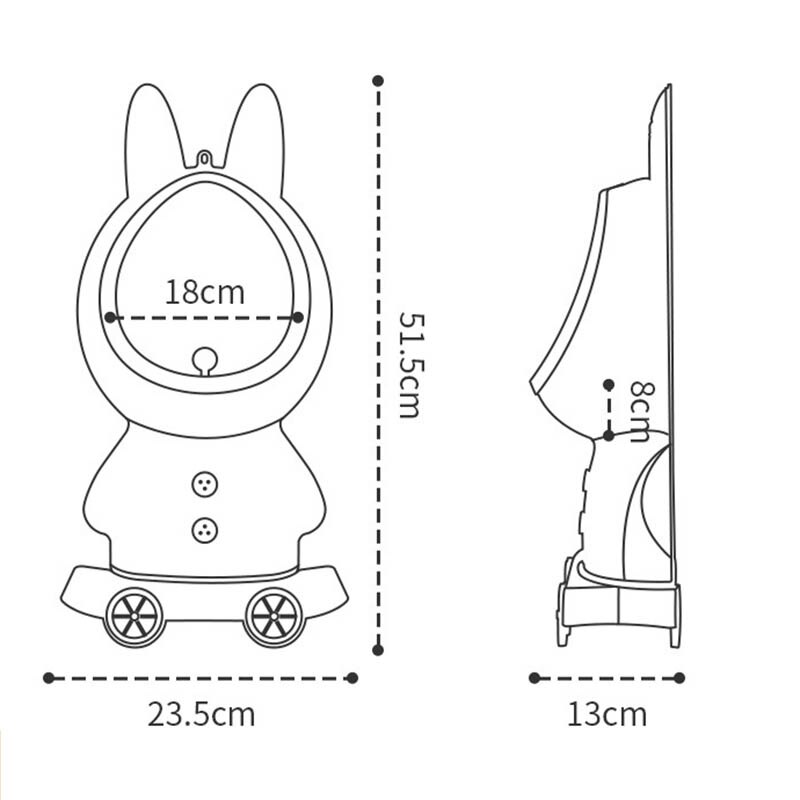 Orinal de conejo para bebé, soporte de inodoro Vertical, urinario de entrenamiento para niño, baño, montado en la pared, portátil, dividido