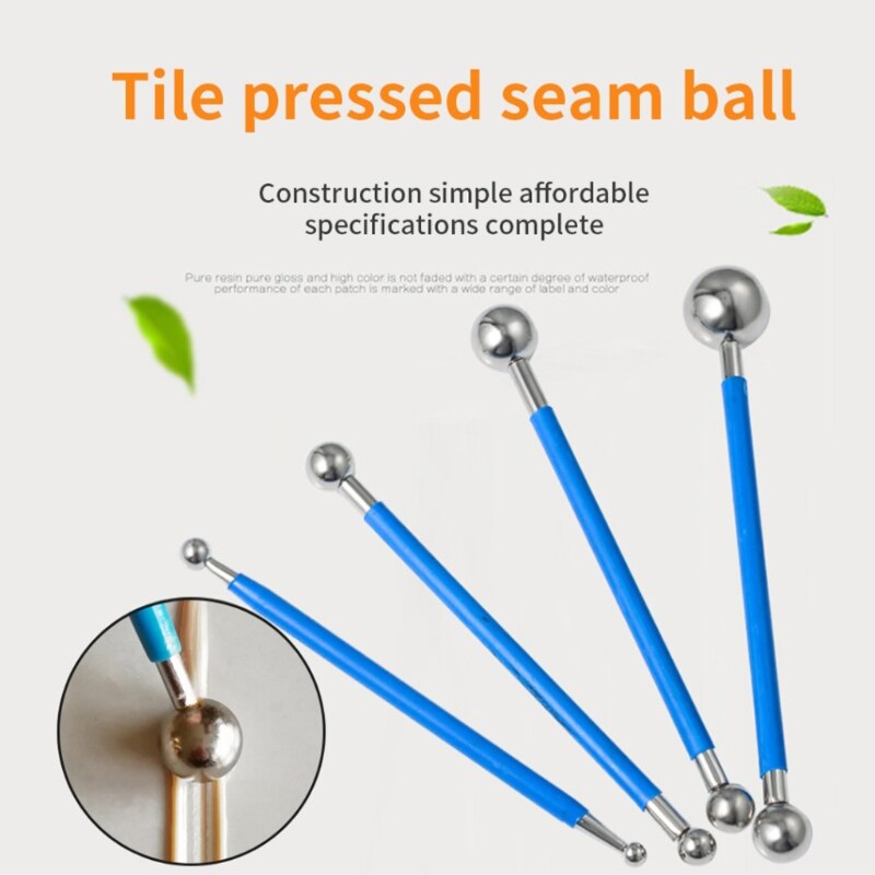 4 Pieces/set Tile Caulk Finishing Tool Concrete Countertop Caulking Tool Double Steel Pressed Ball for Bathroom Kitchen