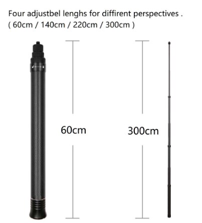 Palo Selfie Invisible de fibra de carbono, monopié Ultra largo de 3m para Insta360 ONE X2 ONE R X Gopro sjcam xiaomi yi DJI Cámara deportiva: 3m Selfie Stick