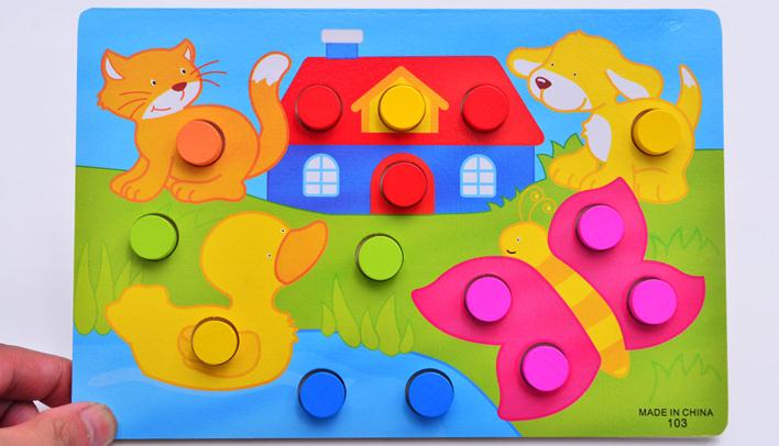 1 einstellen Holz Spielzeug Rätsel Tangram Puzzle Bord Pädagogisches Frühes Lernen Karikatur Holz Rätsel freundlicher Spielzeug für freundlicher: Tier