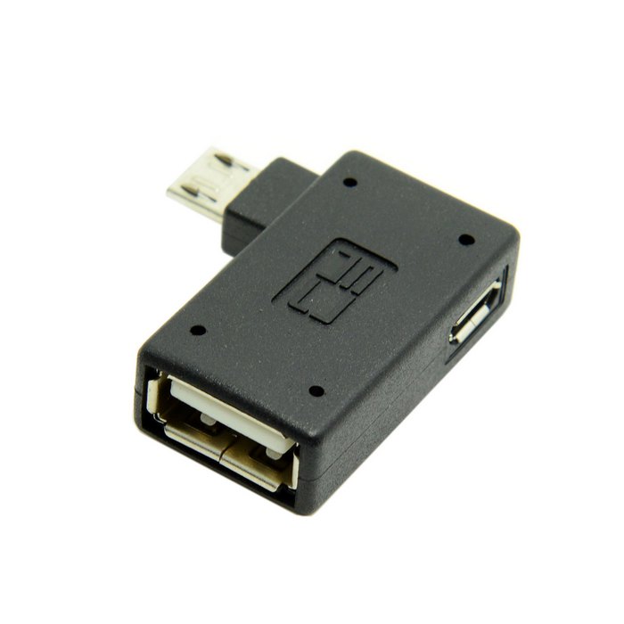 Micro USB 2.0 OTG Adapter 90 Degree Angle with micro USB female power for Andriod mobile phone