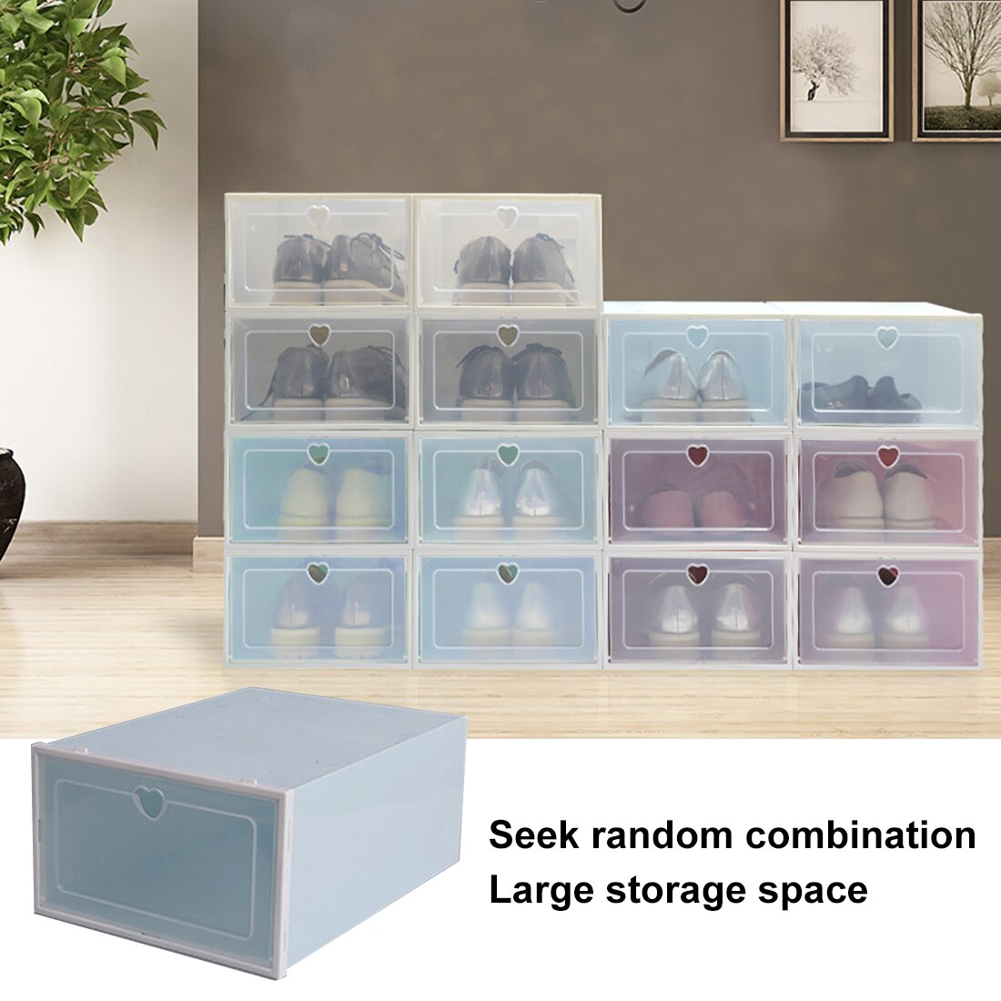 6 /10 Pcs Dikke Transparante Opbergdoos Schoenendoos Opslag Schoenendoos Stofdicht Schoenen Organizer Box Clamshell Type Opslag organizer
