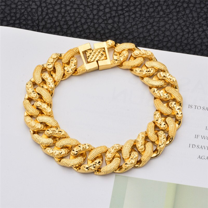 À la Or Chaîne Bracelets Pour Femme Hommes Cuivre Poli Multi-style cubain lien Chaîne Bracelet & BangleJewelry Sans Fondu
