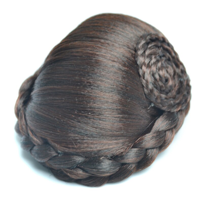 Jeedou-moño de pelo sintético de gran tamaño, cubierta de corona de estrella de diamante, moño trenzado de Color negro Natural para peinados Vintage