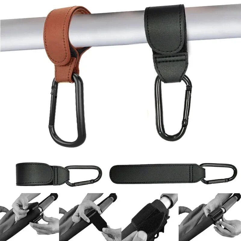Kinderwagen Haken Baby Windel Tasche Haken Kinderwagen Organisieren PU Leder Einstellbare Kinderwagen Multi-funktion Haken Starke Lager