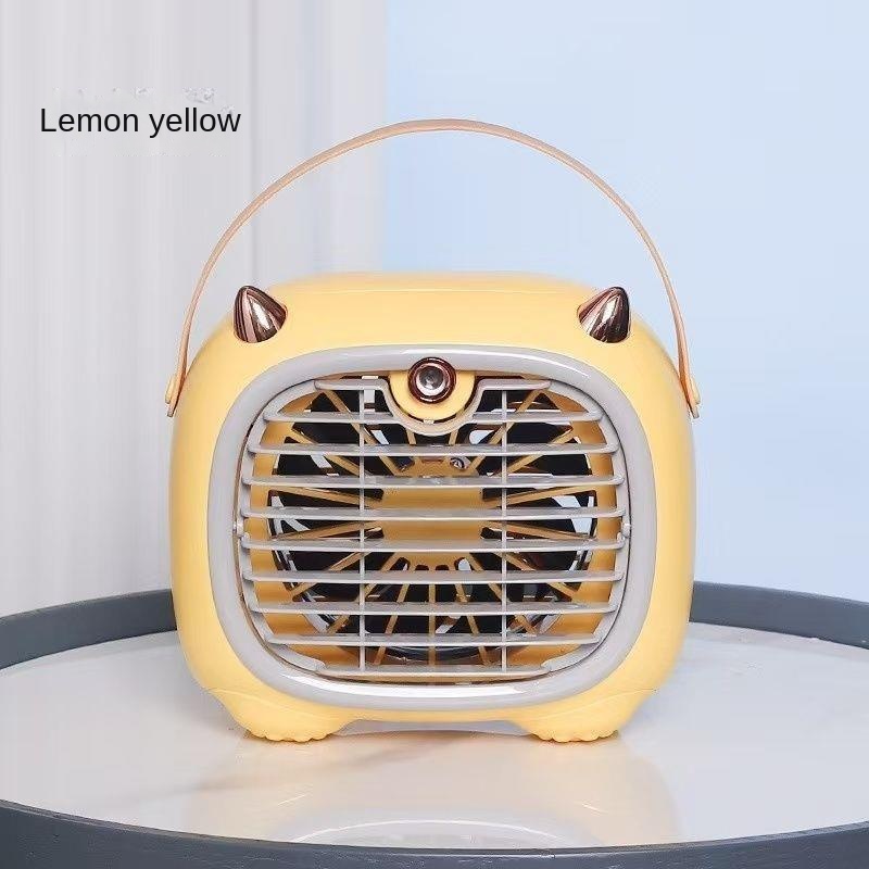 Desktop Refrigeration and Humidification Handheld Air-Conditioning Mini USB Charging Silent Portable Dormitory Bed Mobile Small Fan: Yellow