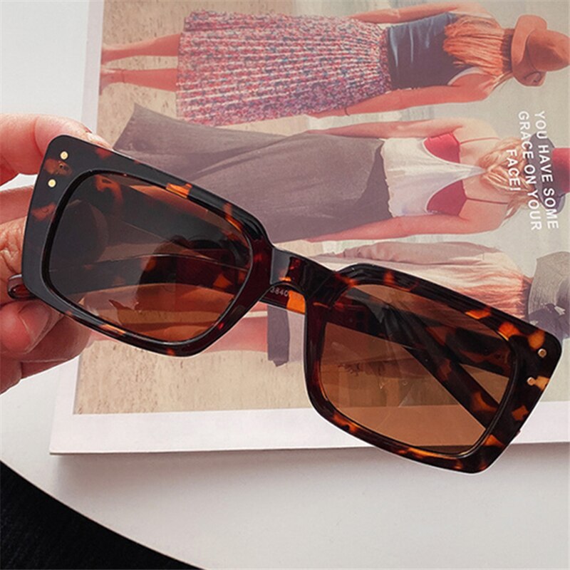 KUJUNY Ladies Narrow Frames Sun Glasses Retro Small Rectangle Sunglasses Women Cat Eye Eyewears Vintage Square Eyeglasses