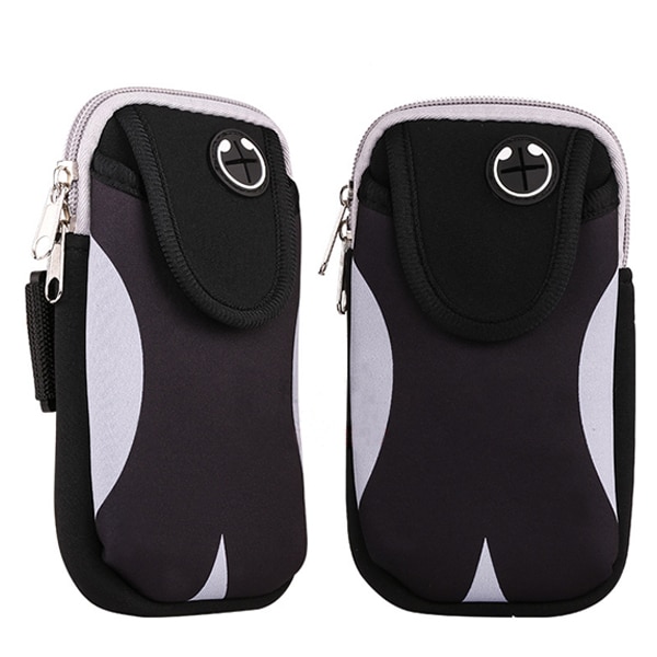 6 tommer sports løbebånd til iphone samsung huawei udendørs gym vandtæt telefon taske armbånd taske sag arm holder cover: Sort grå
