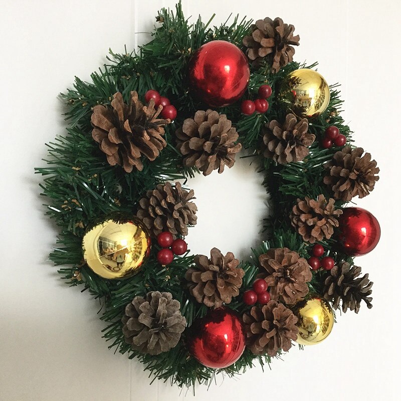 Christmas Wreath Artificial Green Leaf Wreath Front Door Boxwood Wreath Wall Wall Party Decoration