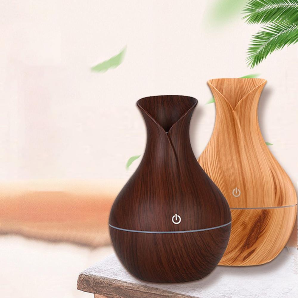 humidificador de grano de madera para coche, difusor ultrasónico, aromaterapia para coche, Humidificador redondo de purificación de aire para jarrón doméstico