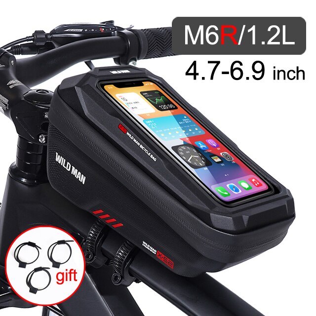 Funda impermeable para teléfono móvil, bolsa para manillar de bicicleta de montaña, accesorios para ciclismo, 6,9 pulgadas, novedad: XS2 Red logo