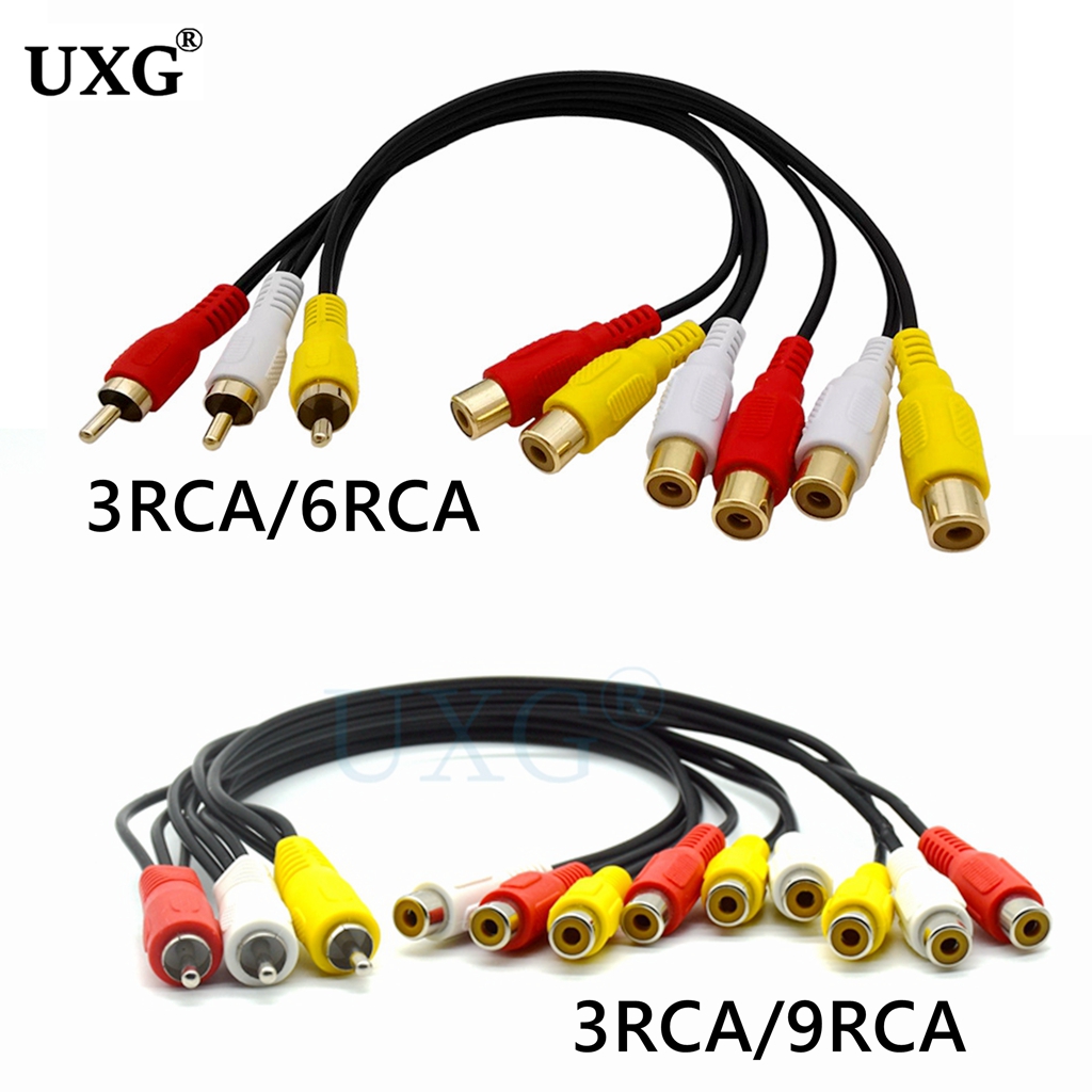 Audio Video Av Adapter Kabel Voor Tv Dvd-speler Video Splitter HD-TV Rca Kabel 3 Rca Naar 6 Rca 9 rca Male Female Plug Splitter