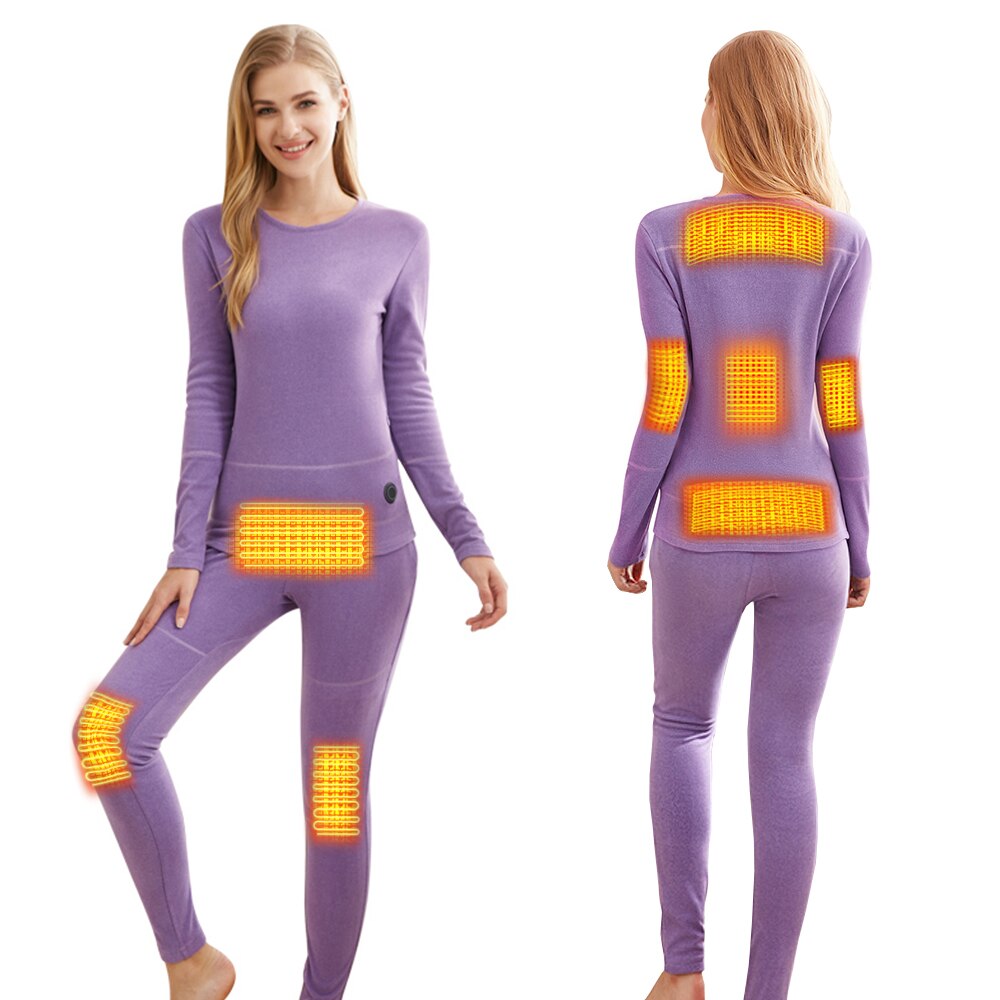 Winter Heated Underwear USB Battery Powered Fleece Thermal Heating Motorcycle Jacket Moto Long Johns Pants Electric Suit Men