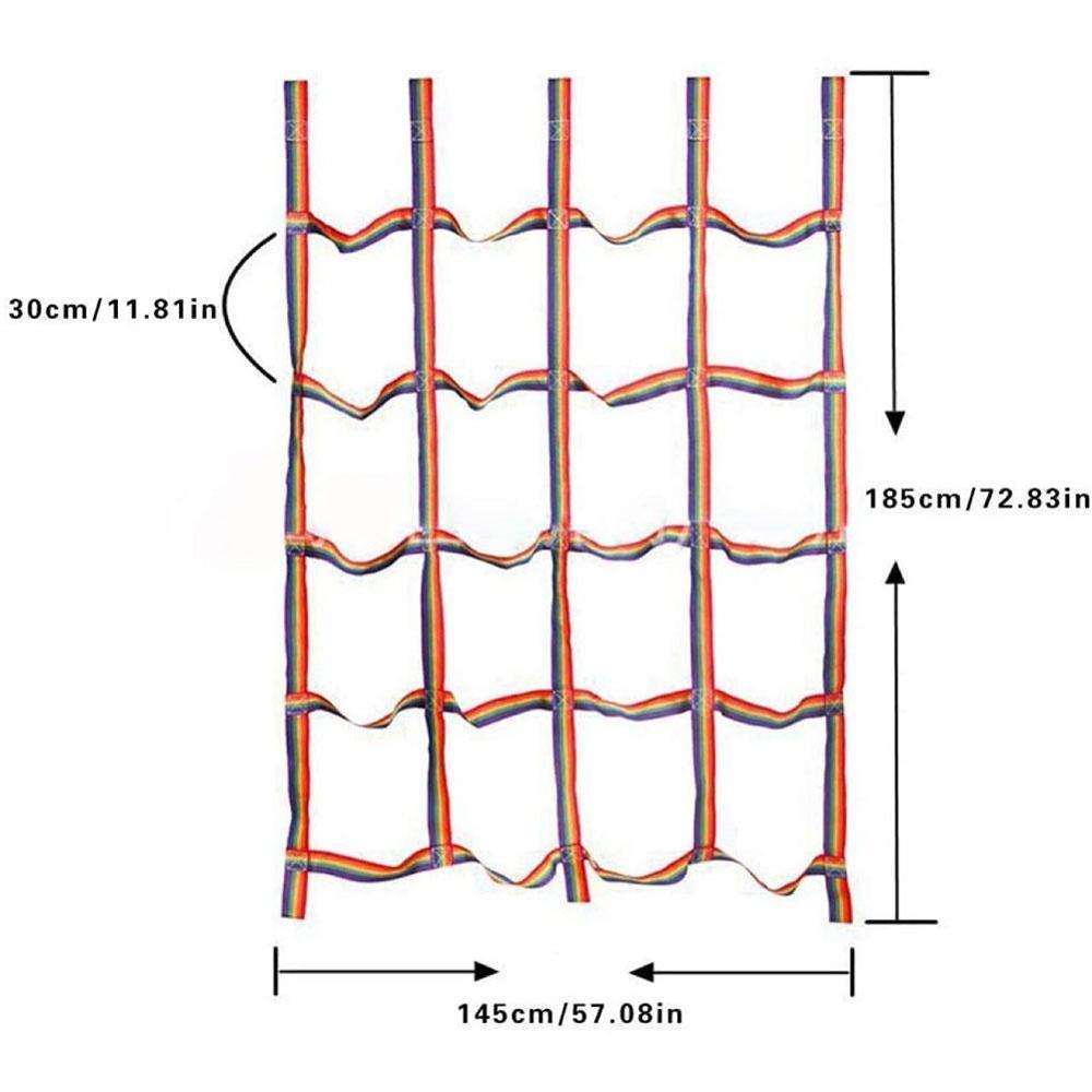 Outdoor Children Climbing Net Rainbow Ribbon Net Physical Child Training Net Climbing Hanging Step Swing Playground Ladder C8U3