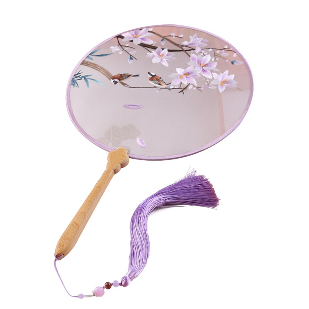 Intangible cultural Chinese Silk Fan Handmade Suzhou Embroidery Fan Double-sided Embroidery Fan Series With Box: color 8