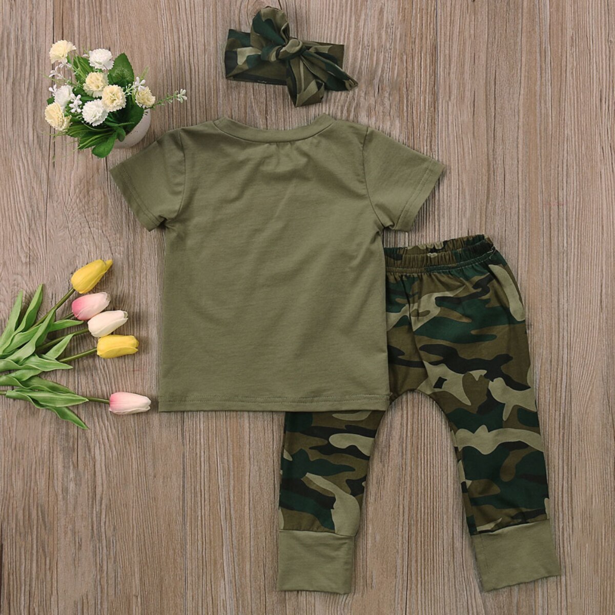 Nyfødte børn baby drenge piger tøjdragter spædbarn camo kortærmet t-shirt toppe bukser tøj sæt sommer afslappet