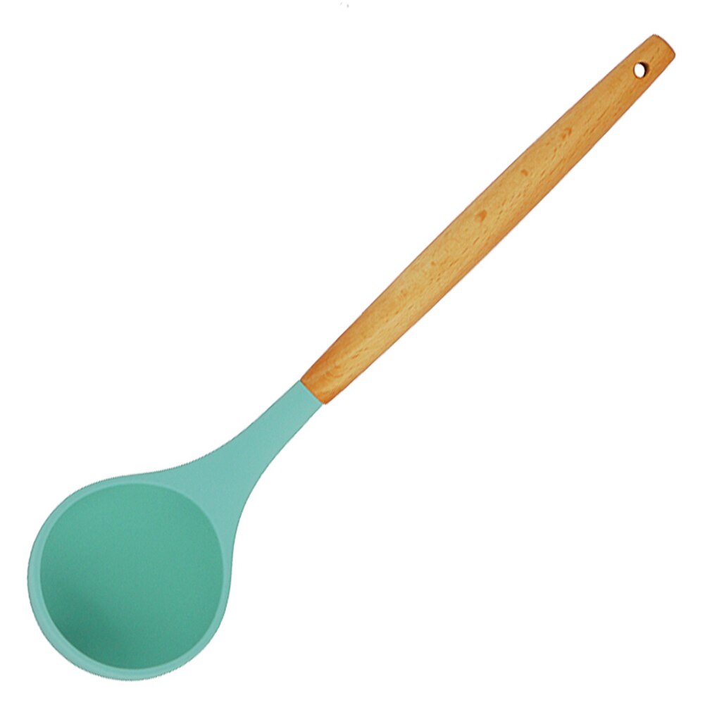 Hanging Kitchen Utensil Cooking Tool Gadgets Home Restaurant Soft Silicone Cookware Wooden Handle Easy Clean Non Toxic Nonstick: G