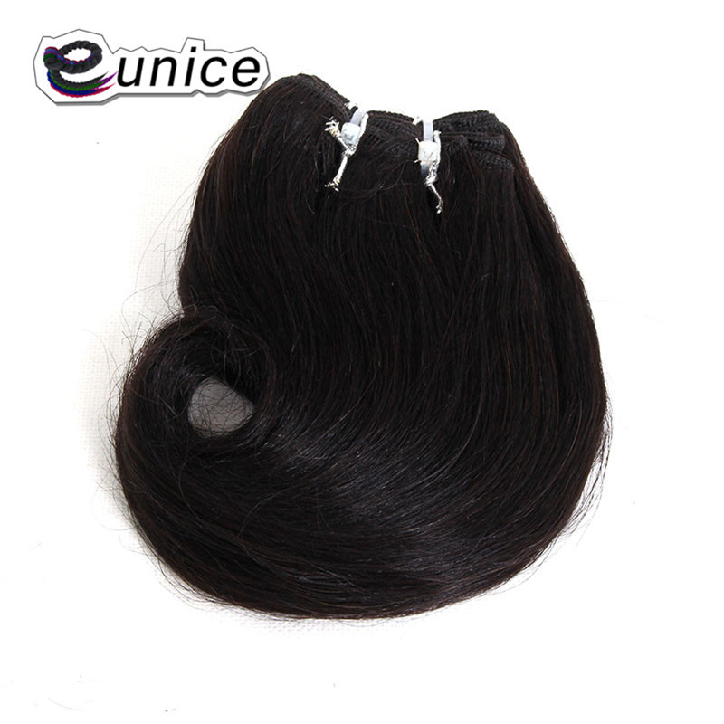 Tissage synthétique deux tons ombré-Eunice | Mèches courtes Body Wave, racines foncées, 8 pouces, 1 lot de 4 pièces, lot de 100 grammes pour femmes