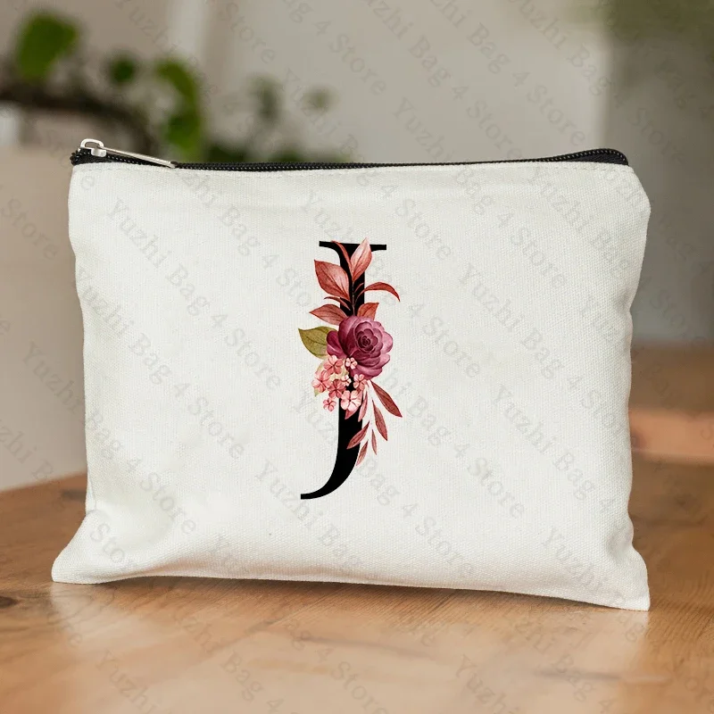 26-Buchstaben-Blumen-machen-hoch-Tasche, bedruckt, Brautjungfer, Hochzeitsgeschenk, Abschlussfeier, Lehrertag, , Aufbewahrungstasche, Reise-Parfüm-Seitentasche: Licht Grün