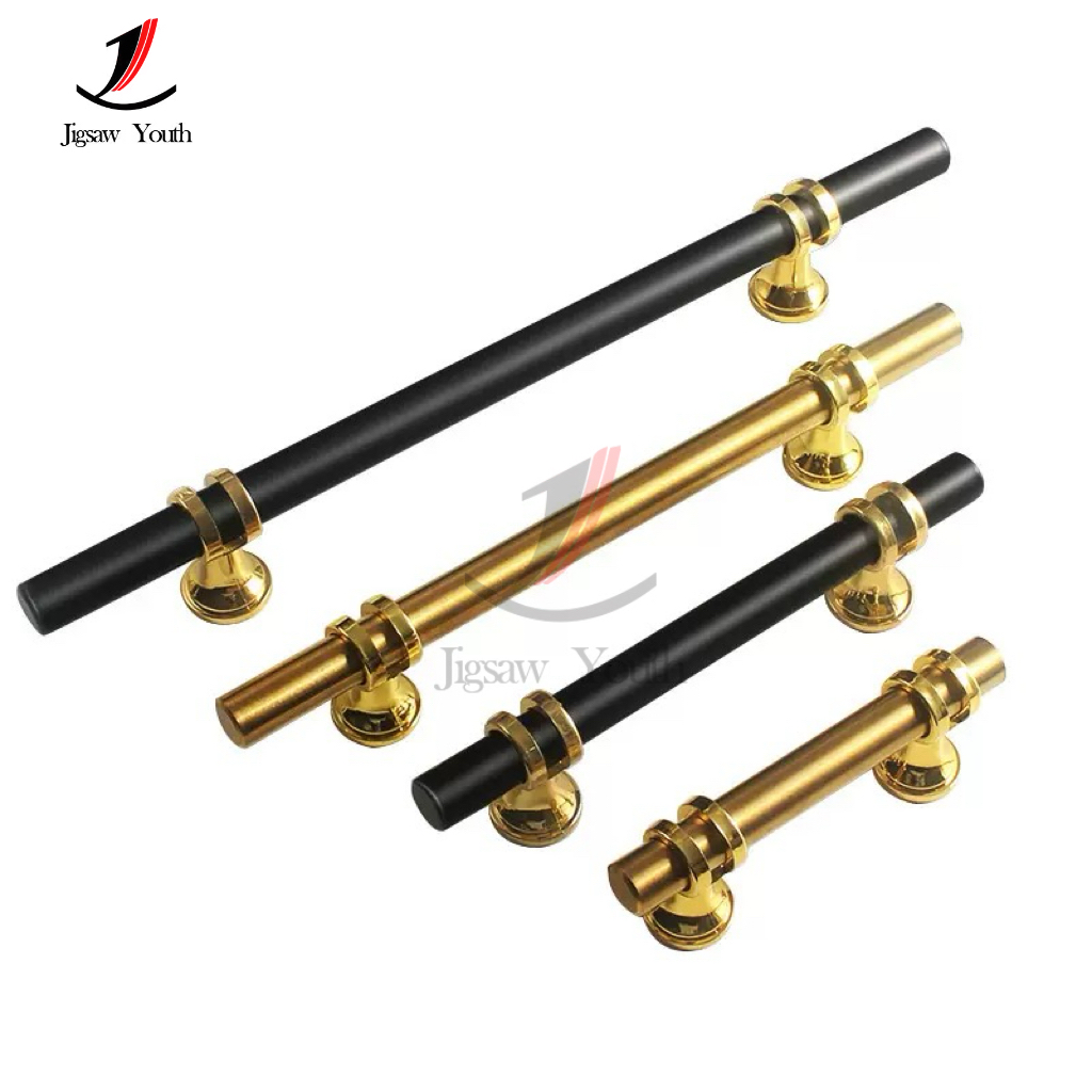 Tiradores de puerta dorados y negros modernos de 50mm-300mm, tiradores de armario de cocina, pomos de cajón sólidos, herrajes para muebles de