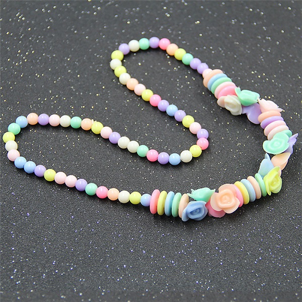 Mode Zoete Snoep Kleur Ketting Kralen Charmante Ketting Kinderen Cosplay Accessoire Roze Meisje Party Multicolor Sieraden