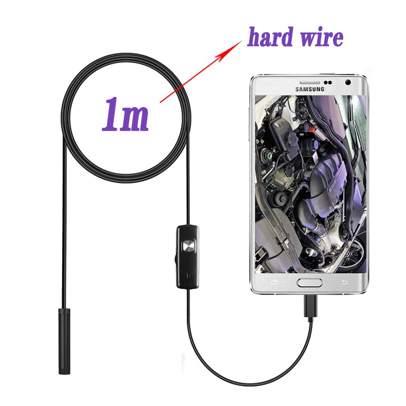 7mm Endoskop Kamera Flexible IP67 Wasserdichte Micro USB Inspektion Endoskop Kamera für Android PC Notebook 6LEDs Einstellbare: 1m hard wire
