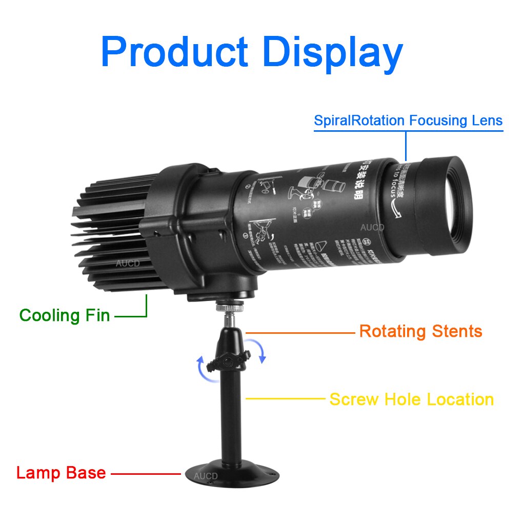 90-240VAC 20W LED HD Advertising Gobo Projector Show Lighting Show Zoom Lights Cafe Store Shop Outdoor Project AD Lamp NO Gobos