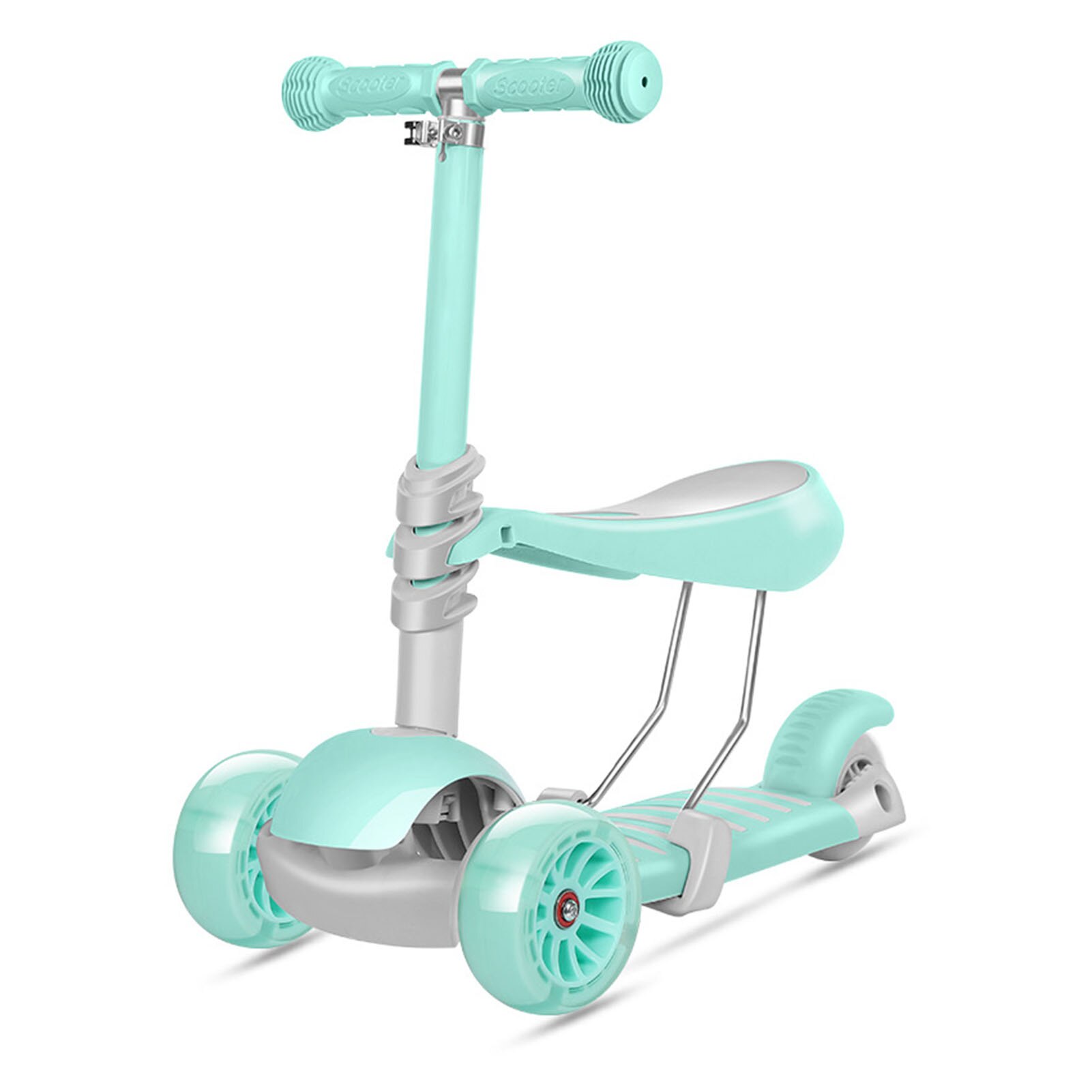 Patinete multifuncional para bebés, andador de tres ruedas con asiento extraíble, tres en uno: Blue