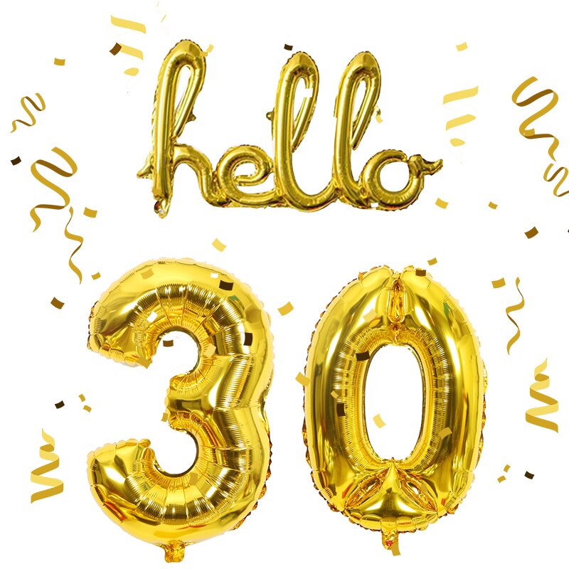 Rose Gold Hello 30 Letter Number Balloons 30/40/50/60th Birthday Party Decor 30 Number Link Balls Inflatable Air Globos Supplies