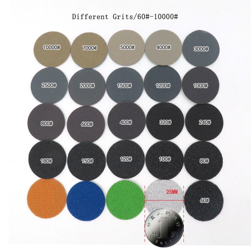 50/100pcs 1inch 25mm Wet Dry Sandpaper 60-10000 Grit Sander Discs Waterproof Abrasive Sandpaper Sheet for Wood Paint Polishing