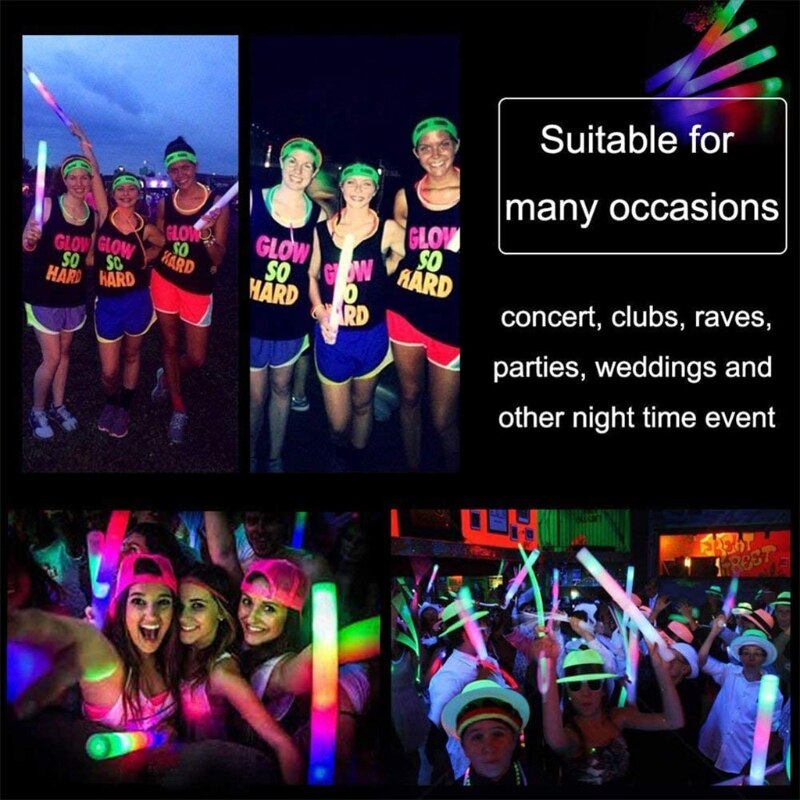 Palo de espuma LED de 30 piezas para , palos de luz para cumpleaños, boda, Festival, eventos deportivos, conciertos, accesorios para fiestas de Halloween y Navidad