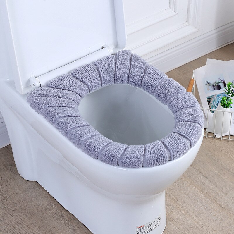 Toilet Seat Set Household Plush Winter Seasons Universal Toilet Seat Toilet Seat Toilet Seat Cover: Gray
