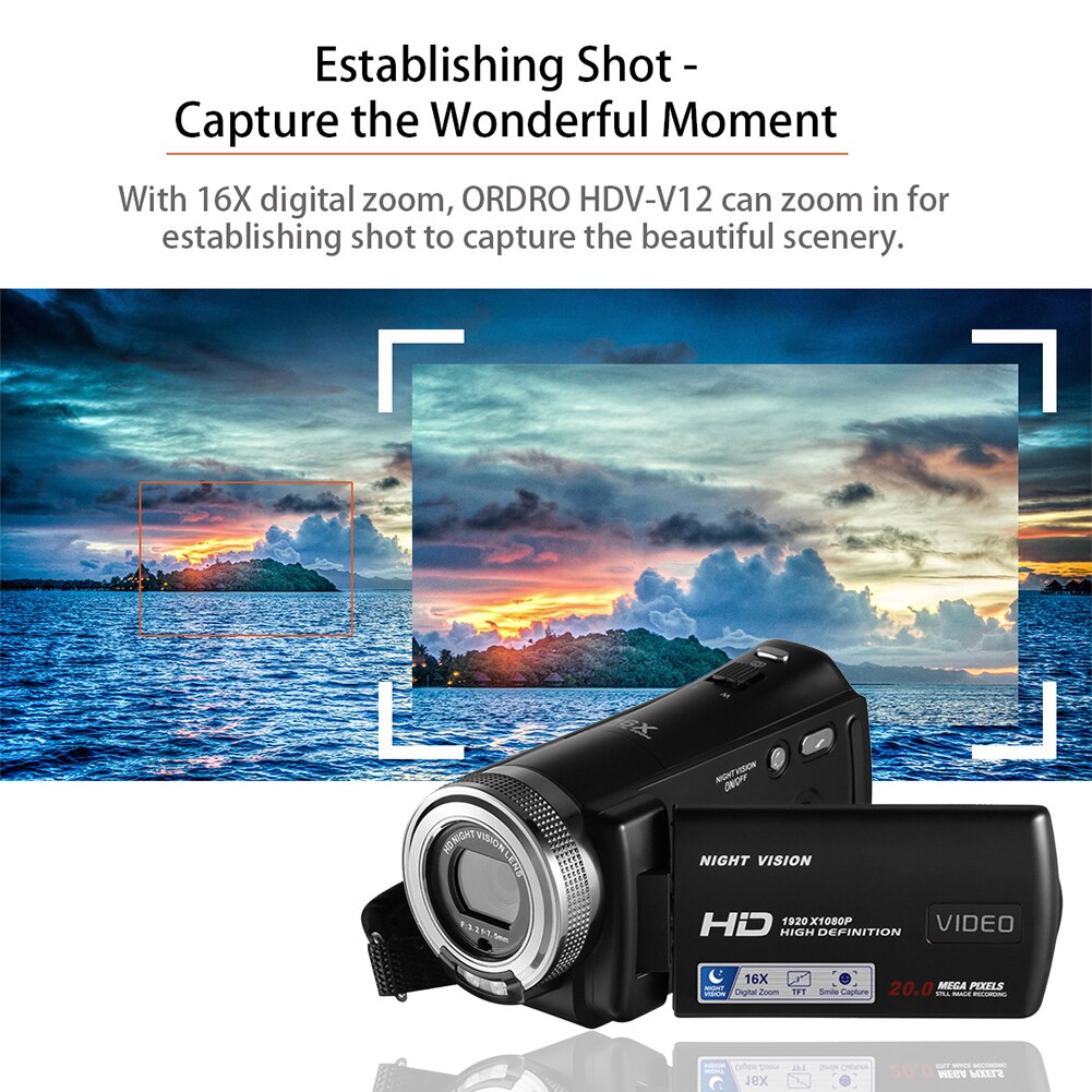 Outdoor With Microphone FHD 1080P 16X Digital Zoom Portable USB Rechargeable Camcorder Vlogging Video Camera Wide Angle 30fps