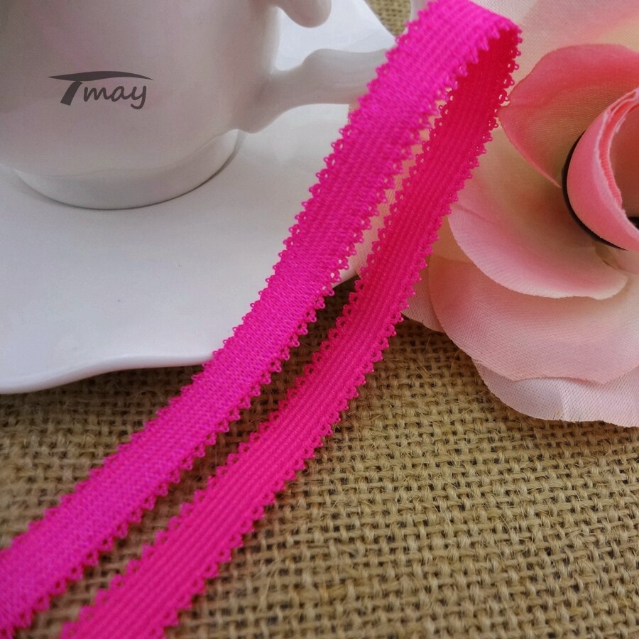 #1316 neon rosa färg dubbla kanter spets elastiska band 8 yards/lot bh byxor kant midjeband hårband webbing gör det själv sömnadstillbehör