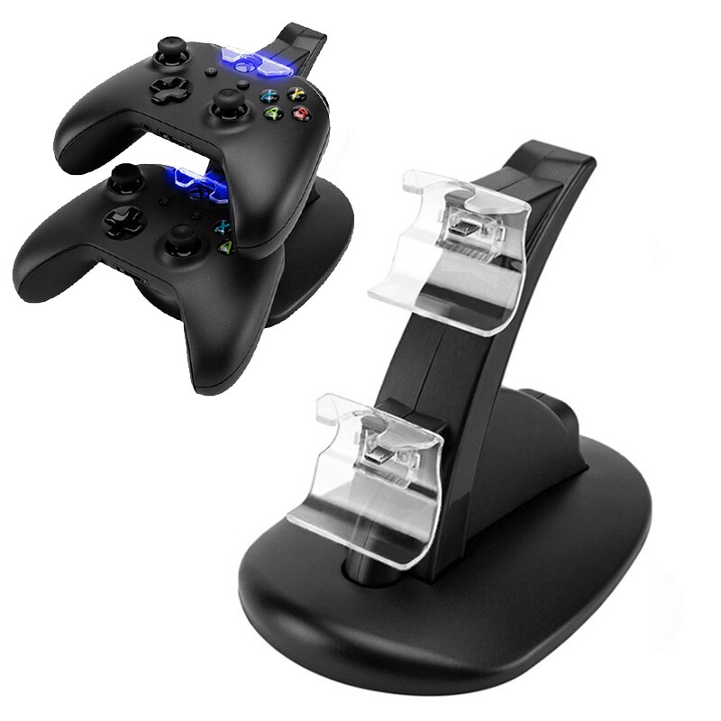 Game Controller Charger Usb Led Dual Docking Laadstation Stand Voor Xbox One/Xbox One S Zal De Stroom automatisch Worden Gesneden