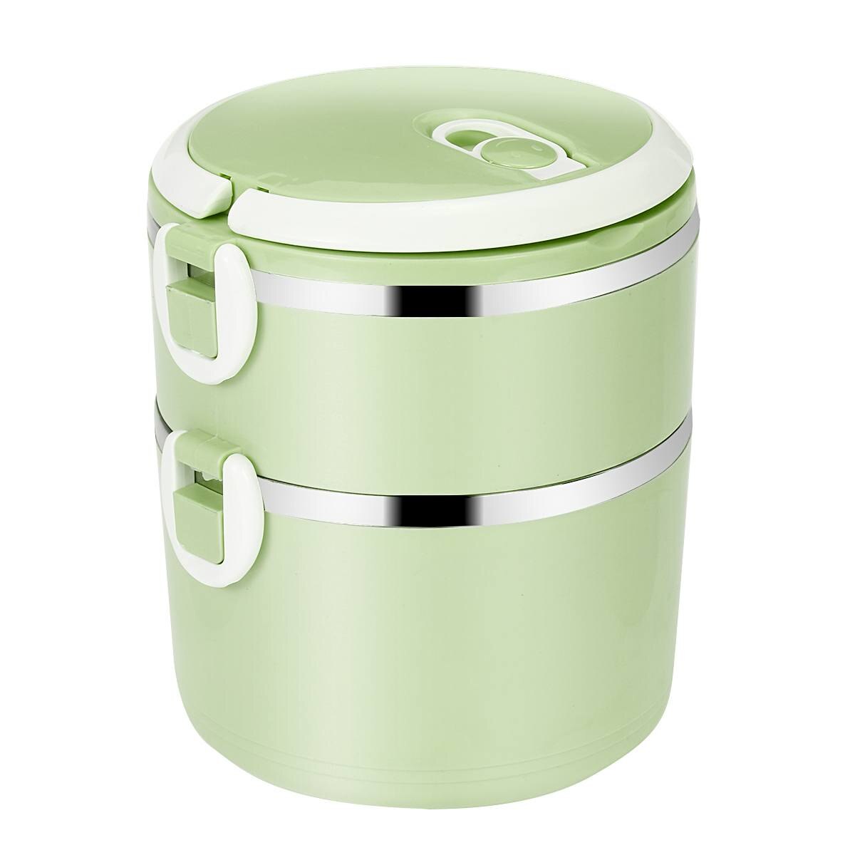 Bento lunchbox draagbaar roestvrij staal thermisch geïsoleerd maaltijd per voedselcontainer keuken lunchbox voor kinderen kinderen volwassenen: 2 lagen groen