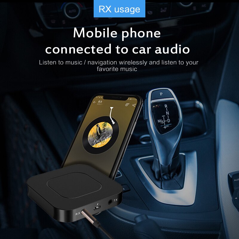 Bluetooth 5.0 2-in-1 Audio Transmitter Receiver Stereo Wireless Audio 3.5mm AUX Jack RCA Adapter TV Computer Speaker Car Adapter