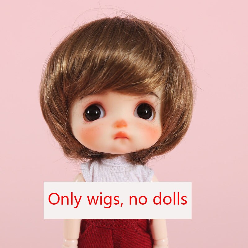 BJD doll wig 1/8 MSD YOSD DD wig pink Golden white Bangs Ponytail Long Curly Hair BOBO Short Hair Straight hair Wigs for doll: Wig only 28053-916