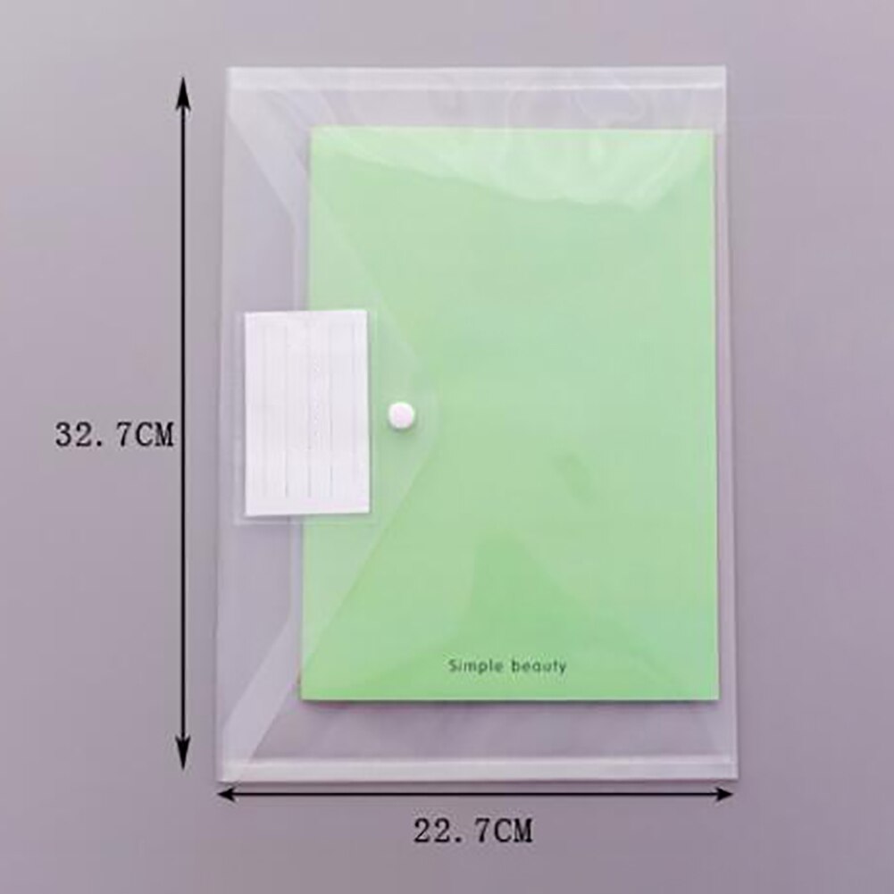 Kantoor A4 Bestand Zak Transparante Plastic Knop Sluiting Map Indienen Briefpapier Pocket Office School Items Papier Notebook Ticket